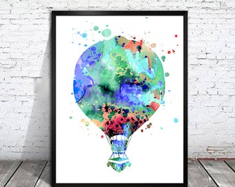 Hot Air Balloon 2 Watercolor Print, Children's Wall Art, Home Decor, Hot Air Balloon watercolor, watercolor painting, Hot Air Balloon poster