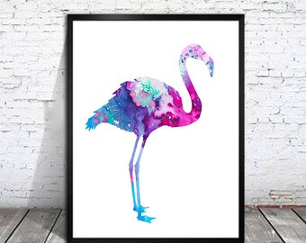 Flamingo print, Watercolor print, Animal art,  Art Print, Illustration, Art gifts, Wall decor