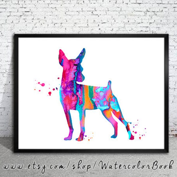 Pinscher nain imprimer, impression d’aquarelle, Art Print, Illustration, cadeaux d’Art, décoration murale