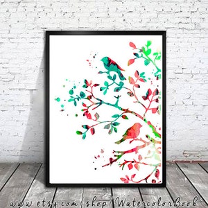 Birds Watercolor Print, Archival Fine Art Print, Children&#39;s Wall Art, Home Decor, animal watercolor, watercolor painting,bird art, art print