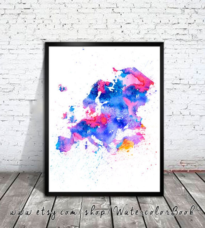 WATERCOLOR Europe MAP Europe Map Watercolor Painting. Etsy