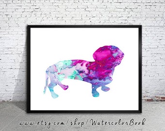 3 Dackel Hund Aquarell Druck, Archivierung Fine Art Print, Kinder Wand, Art Home Decor, Hund Aquarell, Aquarell, tierische Kunst