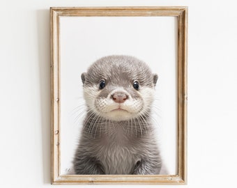 Baby Otter Nursery Print: Animal Wall Art