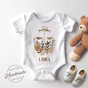 Personalized Baby Bodysuit with Libra Zodiac Sign | Custom Baby Outfit | Libra Horoscope Gift for Newborns | Baby Shower Present
