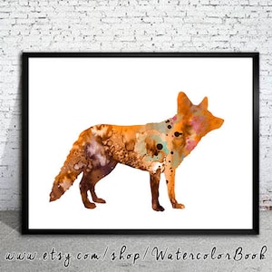 Fox print, Watercolor print, Animal art,  Art Print, Illustration, Art gifts, Wall decor