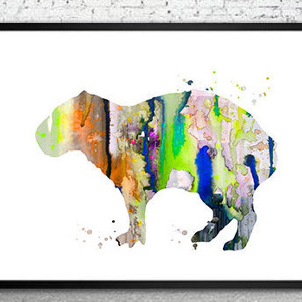 Capybara Watercolor Print: Fine Art Animal Painting