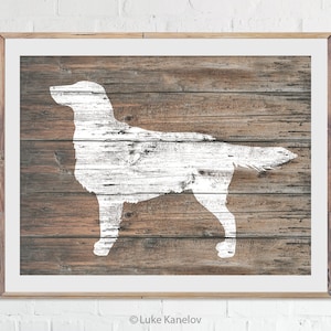 Flat-Coated Retriever print, Vintage poster, Flat-Coated Retriever art, Retro print, Wood print, Wall decor, Home decor, Christmas gifts