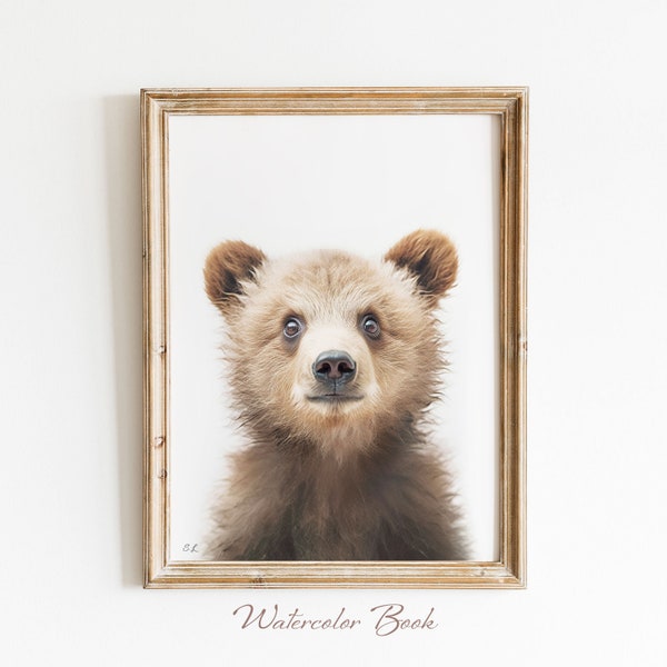 Baby Bear Nursery Print, Animal Wall Art, Bear Kid's Room Decor, Cute Bear Print