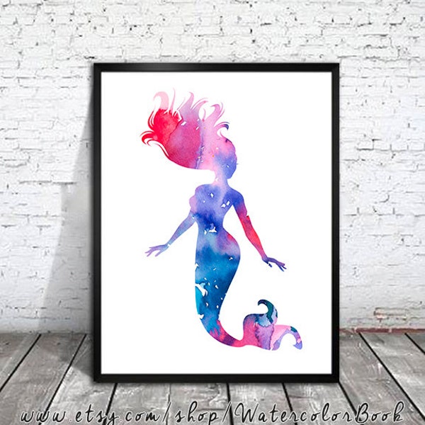 Mermaid print, Nautical prints, Ocean art, Sea print, Watercolor print, Art Print, Illustration, Art gifts, Wall decor