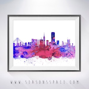 San Francisco Print, San Francisco Skyline, Cityscape, Watercolor print, Art Print, Illustration, Art gifts, Wall decor, City silhouette