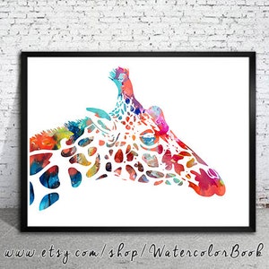 Giraffe Print, Archival Fine Art Print, Children&#39;s Wall Art, Home Decor, animal watercolor, watercolor painting,
