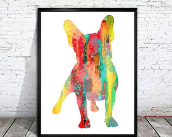 Francés Bulldog Impresión, Francés Bulldog Arte, Decoración del hogar, acuarela del perro, pintura de la acuarela, arte francés Bulldog, acuarela animal