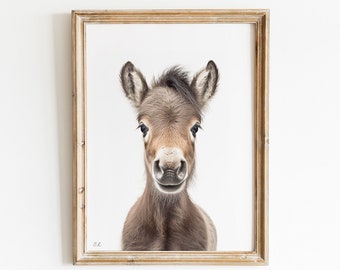 Lámina infantil de caballo bebé: Arte mural de animales de granja
