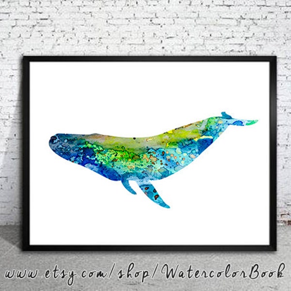 Humpback whale print, Nautical prints, Ocean art, Sea print, Watercolor print, Art Print, Illustration, Art gifts, Wall decor