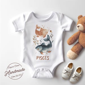 Personalized Baby Bodysuit with Pisces Zodiac Sign - Custom Infant Clothing, Astrology Gift for Newborns | Baby Shower Present