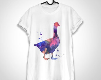 Goose T-shirt, Unisex T-shirt, ring spun Cotton 100%, watercolor print T shirt Goose, T shirt art, T shirt animal,XS, S, M, L, XL, XXL