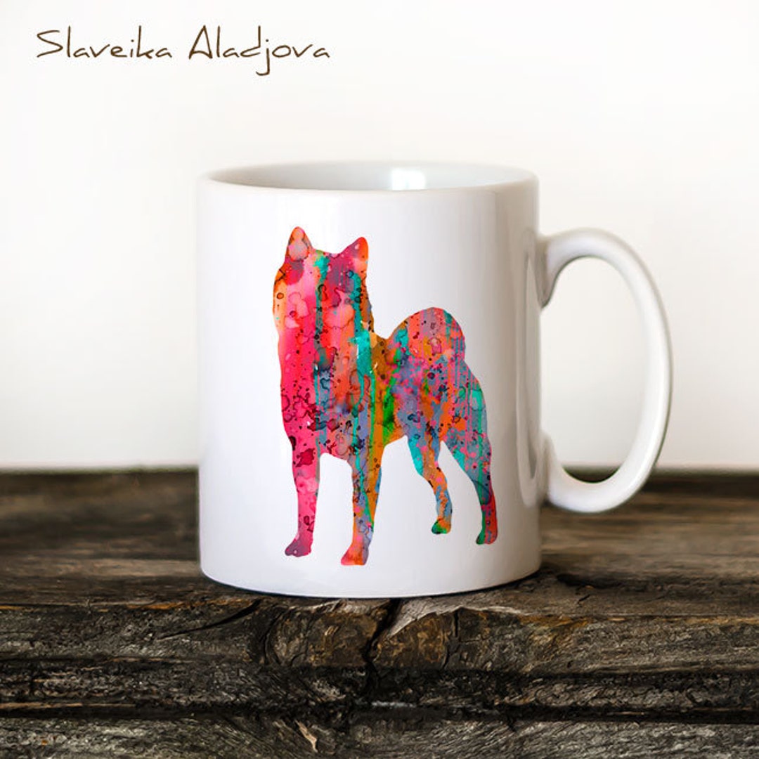 Shiba Inu Mug Watercolor Ceramic Mug Unique Gift Bird Coffee Mug Animal