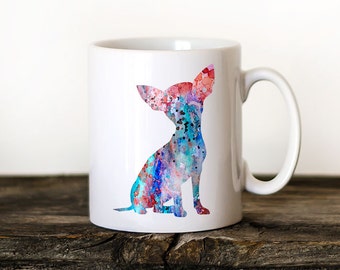 Chihuahua Mug Watercolor Ceramic Mug Unique Gift Bird Coffee Mug Animal Mug Tea Cup Art Illustration Cool Kitchen Art Printed dog