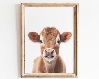 Impression de chambre de bébé vache : art mural animaux de la ferme