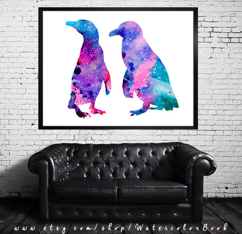 Penguins print, Watercolor print, Art Print, Illustration, Art gifts, Wall decor image 4