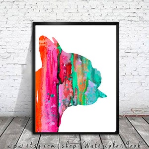 Colorful 2 French Bulldog Watercolor Print, Home Decor, dog watercolor,watercolor painting, French Bulldog art,animal watercolor,Bulldog art