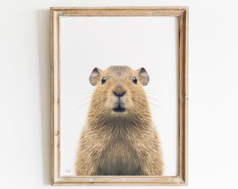 Baby Capybara Nursery Print: Animal Wall Art