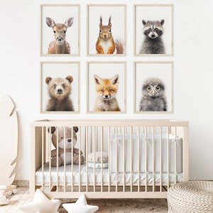 Baby Animal Prints Set, Nursery Animals, Kids Room Wall Art, Custom Set ...