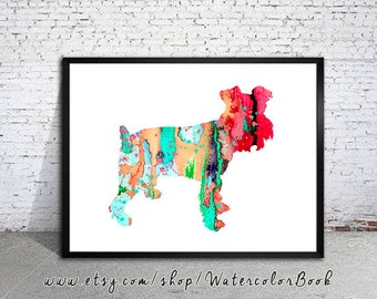 Miniature Schnauzer 2 Watercolor Print, animal art, dog watercolor, watercolor painting, animal watercolor, Schnauzer art,dog art,dog poster