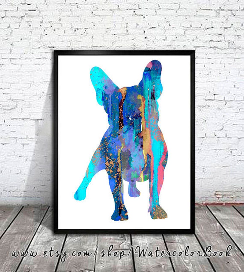 French Bulldog Watercolor Print, French Bulldog Art, Home Decor, dog watercolor,watercolor painting, French Bulldog art,animal watercolor image 1