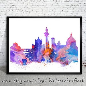 Impression de Florence, ligne d’horizon, urbain, aquarelle, Art Print, Illustration print, cadeaux d’Art, décoration murale, silhouette de la ville