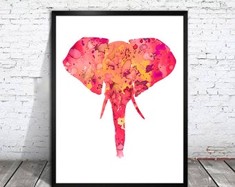 Elephant Head Print,Fine Art Print,Children's Wall, Art Home Decor, animal watercolor, watercolor painting, elephant watercolor