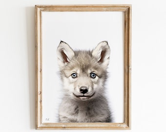 Print babywolfkwekerij: dierenmuurkunst