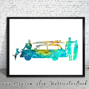 Surfer 3 Watercolor painting art Print, Surf art, Home Decor, watercolor painting, Surf watercolor, surfing art,