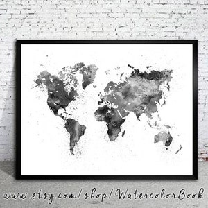 WATERCOLOR MAP, World Map, Watercolor Painting, Watercolor poster, Handmade poster, home decor, Map art, watercolor painting,