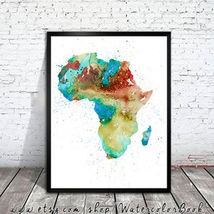 Mapa Afryki w akwareli: Ręcznie robiony plakat kontynentalny