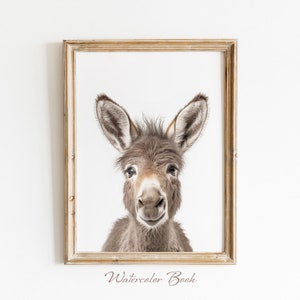 Baby Esel Kinderzimmer Druck, Bauernhof Tier Wandkunst, Bär Kinderzimmer Dekor, süßer Bär Druck