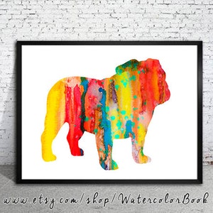 English Bulldog Watercolor Print, Children&#39;s Wall, Art Home Decor, dog watercolor,watercolor painting, English Bulldog art,animal watercolor