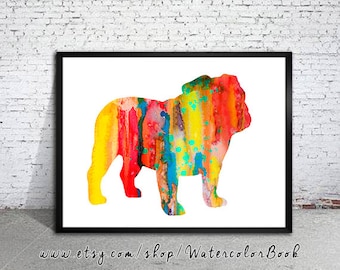 English Bulldog Watercolor Print, Children's Wall, Art Home Decor, dog watercolor,watercolor painting, English Bulldog art,animal watercolor