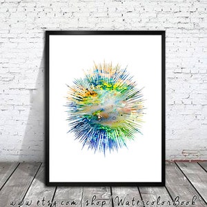 Sea urchin print, Nautical prints, Ocean art, Sea print, Watercolor print, Art Print, Illustration, Art gifts, Wall decor
