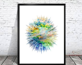 Sea urchin print, Nautical prints, Ocean art, Sea print, Watercolor print, Art Print, Illustration, Art gifts, Wall decor