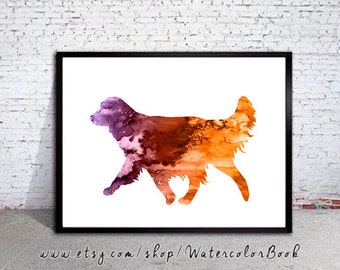 Golden Retriever print, Watercolor print, Art Print, Illustration, Art gifts, Wall decor