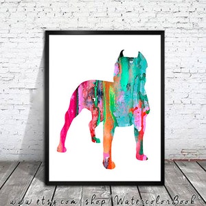 Pit Bull Watercolor Print, Staffordshire Terrier watercolor, Home Decor, dog watercolor, watercolor painting, Pit Bull art,animal watercolor