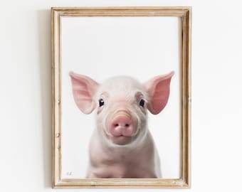 Baby Pig Nursery Print: Farm Animal Wall Art
