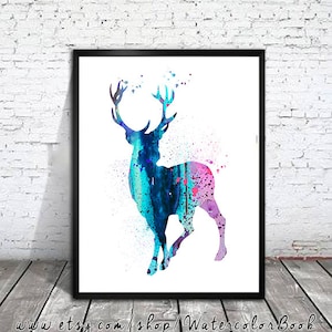 Deer Print, watercolor painting, watercolor art, Illustration, home decor wall art, deer art, watercolor animal, deer poster
