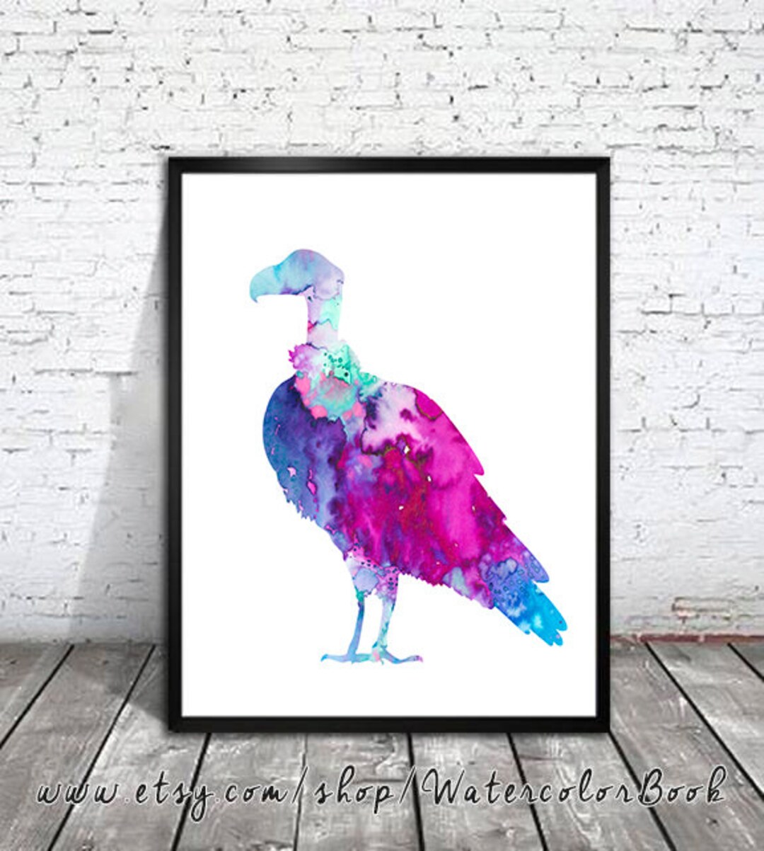 Colorful Vulture Watercolor Art Print: Bird Illustration - Etsy