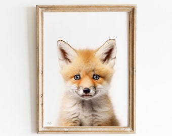 Lámina infantil de zorro bebé: Arte mural de animales