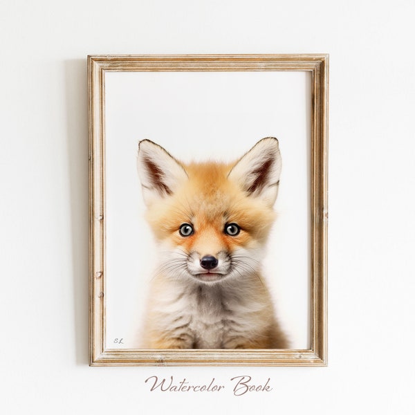 Baby Fox Nursery Print, Animal Wall Art, Fox Kid's Room Decor, Cute Fox Print