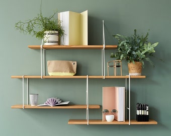 Link shelving unit made from wood and metal