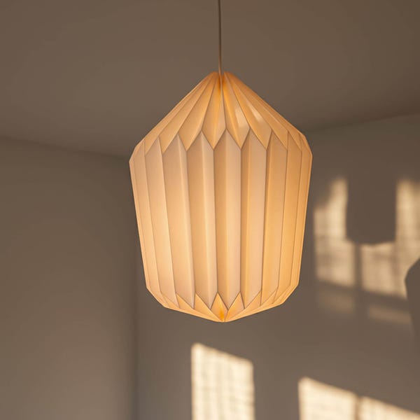 Großer Origami Trommel-Lampenschirm – minimalistische handgefertigte Papierlaterne für moderne und skandinavische Wohnungen