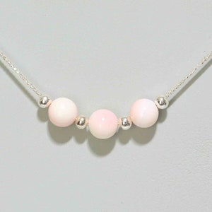 Natural Conch Shell Beads with 925  Sterling Silver Chain Choker Pendant Necklace